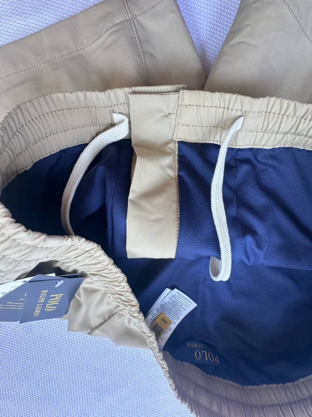 NWT Polo Ralph Lauren Elasticized Waistband Mid-Rise Trunks Beige Small $110